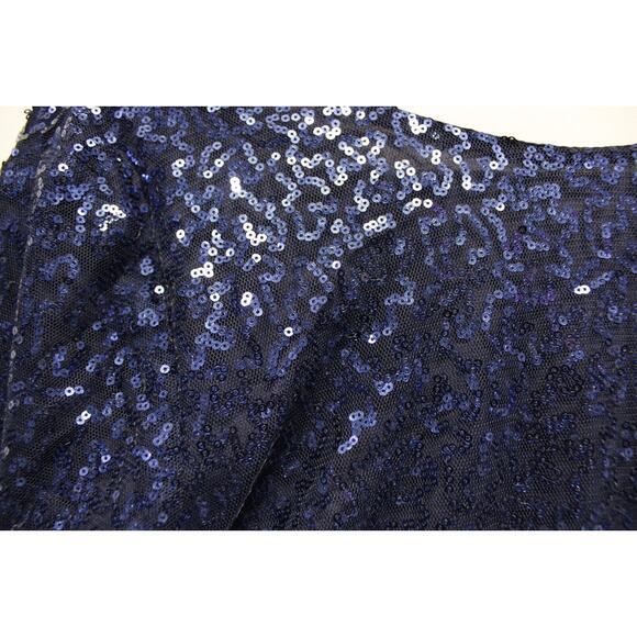 Club L Bodycon All Over Sequin Short Dress‎ Women 8 Open Cowl Back Side Zip Blue - Picture 11 of 16